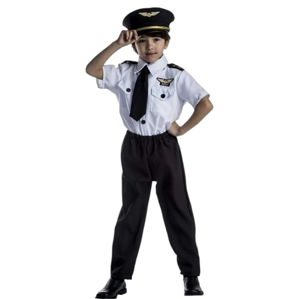 ʕ·ᴥ·ʔ Kids Airline Pilot Dress Up or Halloween Costume Small. 4 - 6 years